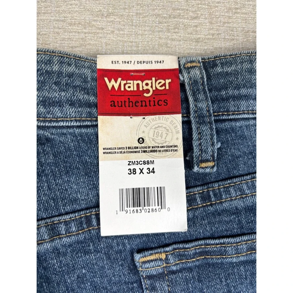 Wrangler Authentics Men's 38x34 Straight Leg Blue Medium Waste Jeans